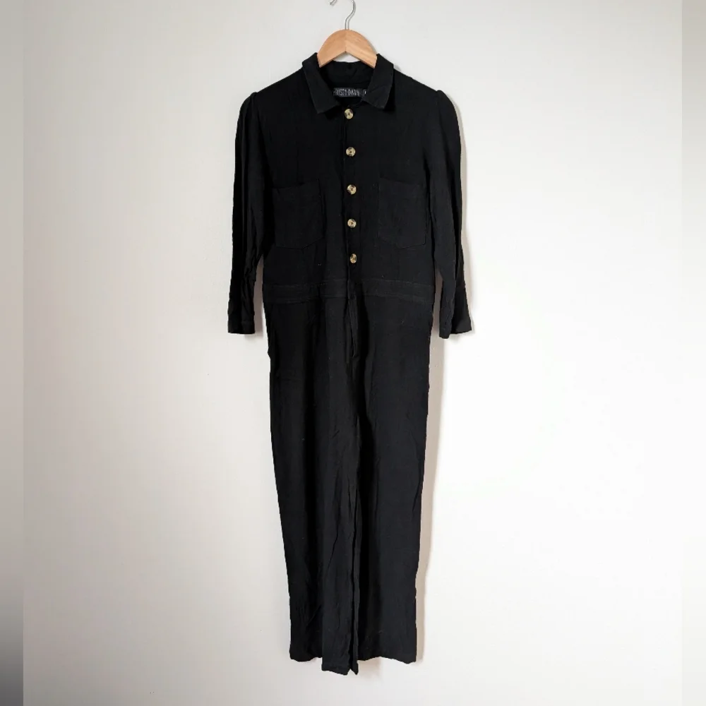 Christy Dawn Black Painter Deadstock Recycled Fabric Button Down Jumpsuit - Picture 2 of 6